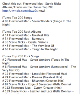 Fleetwood Mac - Stevie Nicks Music Charts Jan. 2014